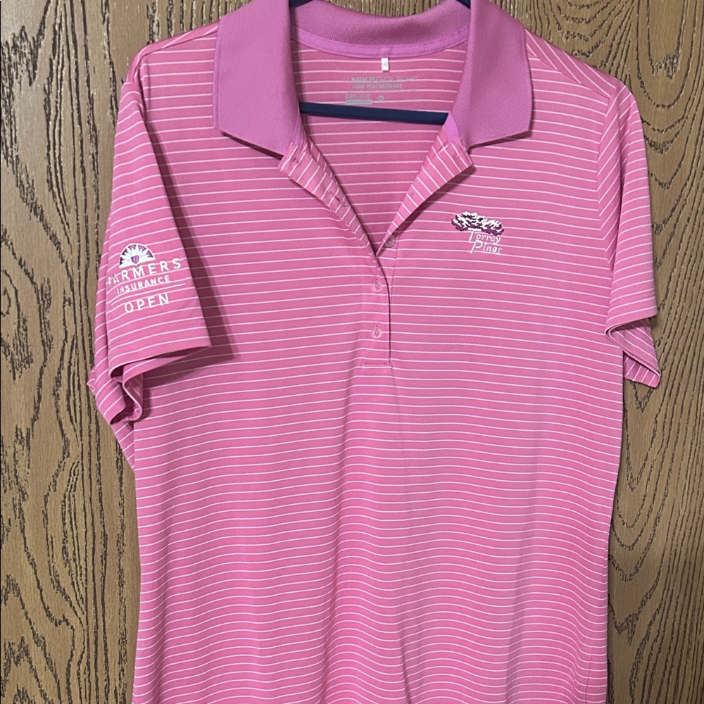 Nike Farmers Insurance Open Torrey Pines Pink Striped Polo Shirt